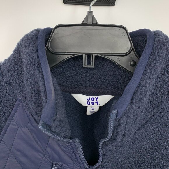JoyLab Pullover Navy Blue 1/2 Zip Sweater Sherpa Mixed Media - Picture 4 of 11